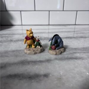 Disney Winnie The Pooh Porcelain Piglet Thimble & Eeyore with Red Pot